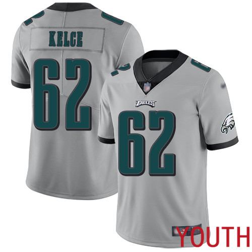 Youth Philadelphia Eagles #62 Jason Kelce Limited Silver Inverted Legend NFL Jersey Football